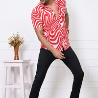 Red Swirl Delight Half Sleeves Shirt