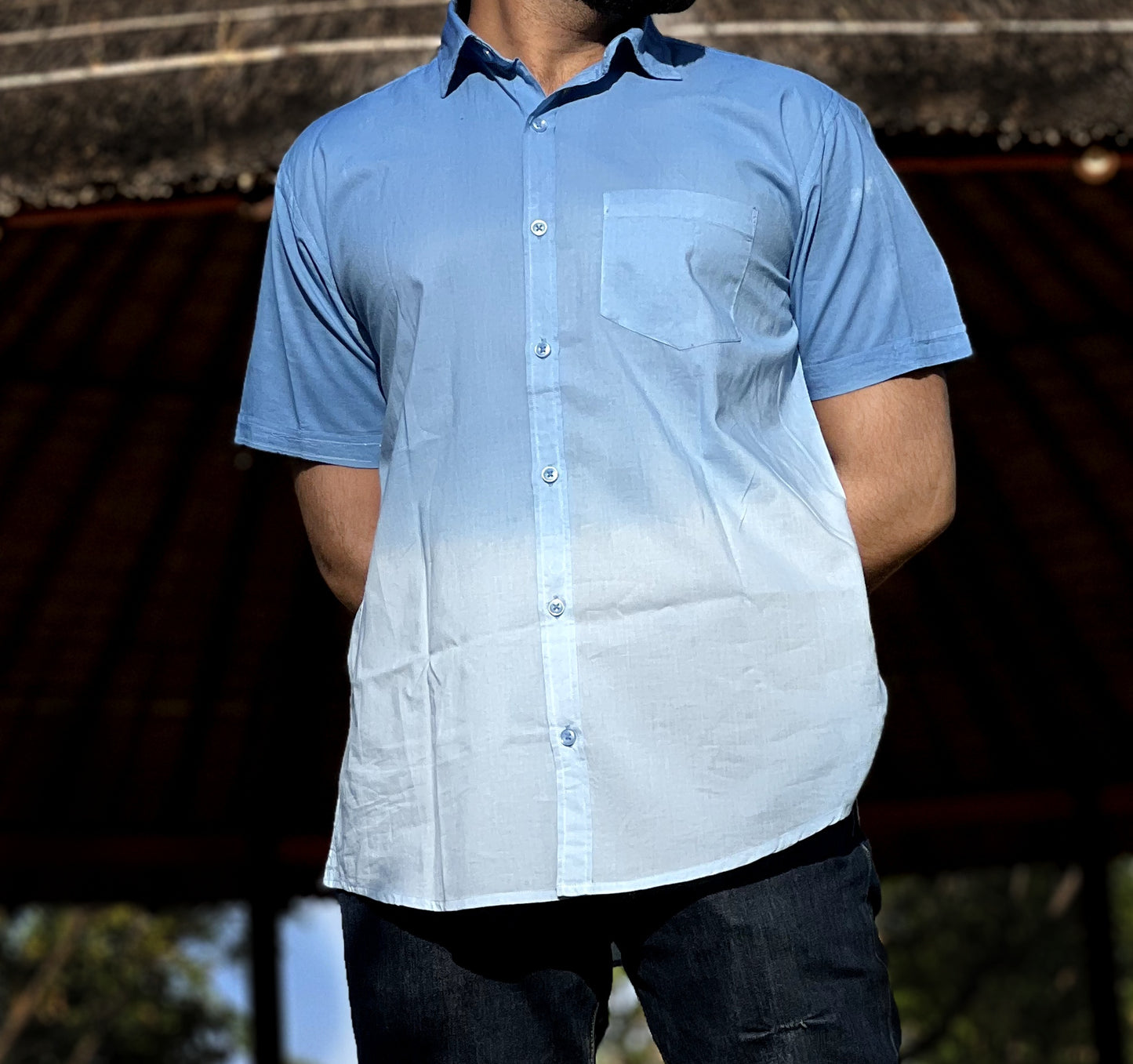 VJR Ombre Blue Color Half Sleeve Shirt