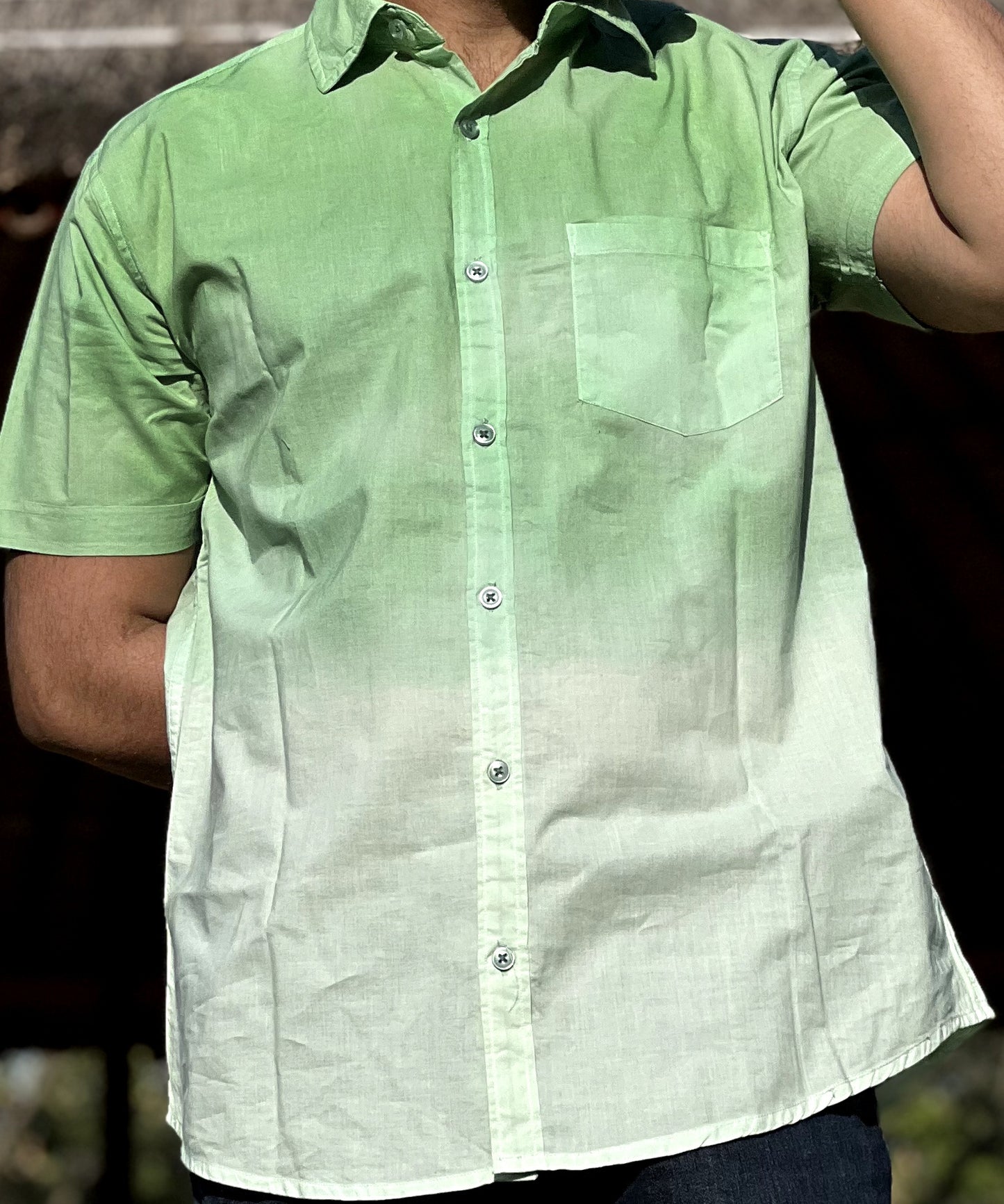 VJR Ombre Light Green Color Half Sleeve Shirt