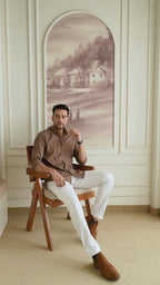 Men’s Premium Solid Brown Casual Shirt