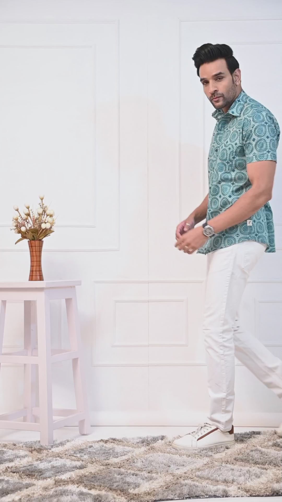 Cerulean Circles Half Sleeves Shirt