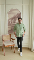 Men's Solid Olive Green Full Sleeve Shirt