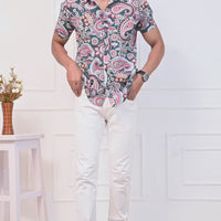 Colorful Cascade Paisley Half Sleeves Shirt