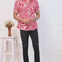 Red Swirl Delight Half Sleeves Shirt