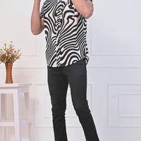 Black Monochrome Medley Half Sleeves Shirt