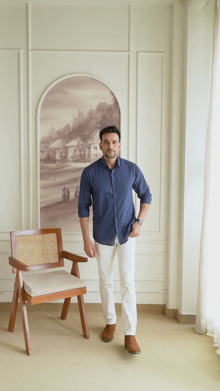 Men’s Premium Solid Teal Blue Full Sleeve Shirt