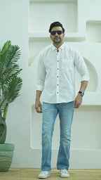 Men's Classic White Full Sleeve Casual Shirt