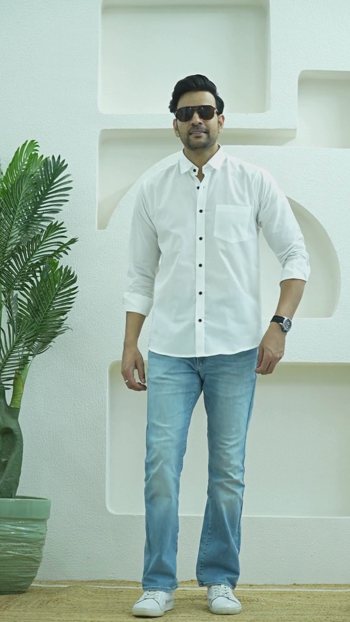 Men's Classic White Full Sleeve Casual Shirt