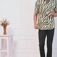 Green Savanna Stripes Half Sleeves Shirt